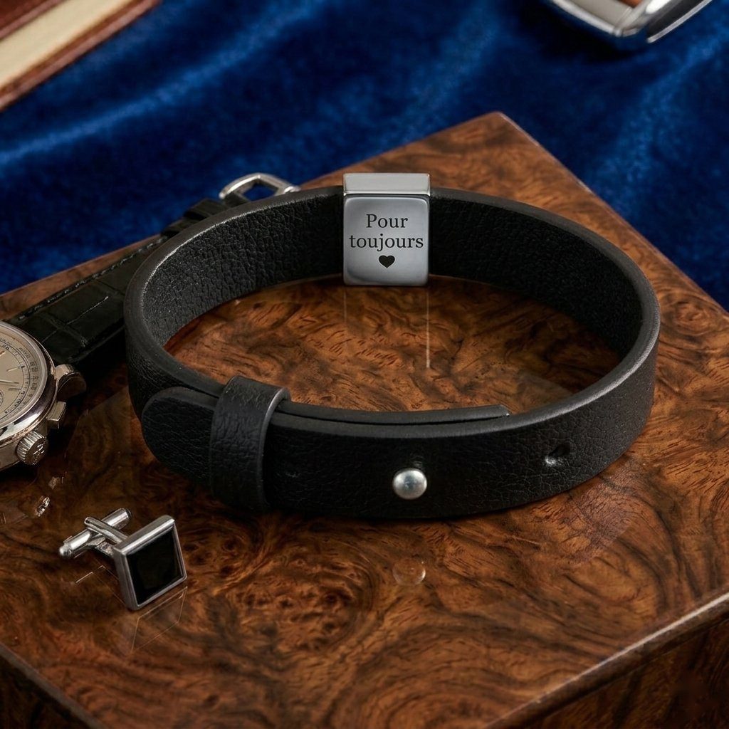 bracelet-homme-personnalise-cuir-2 Bracelet homme personnalisé cuir gravé — Oréa Joaillerie
