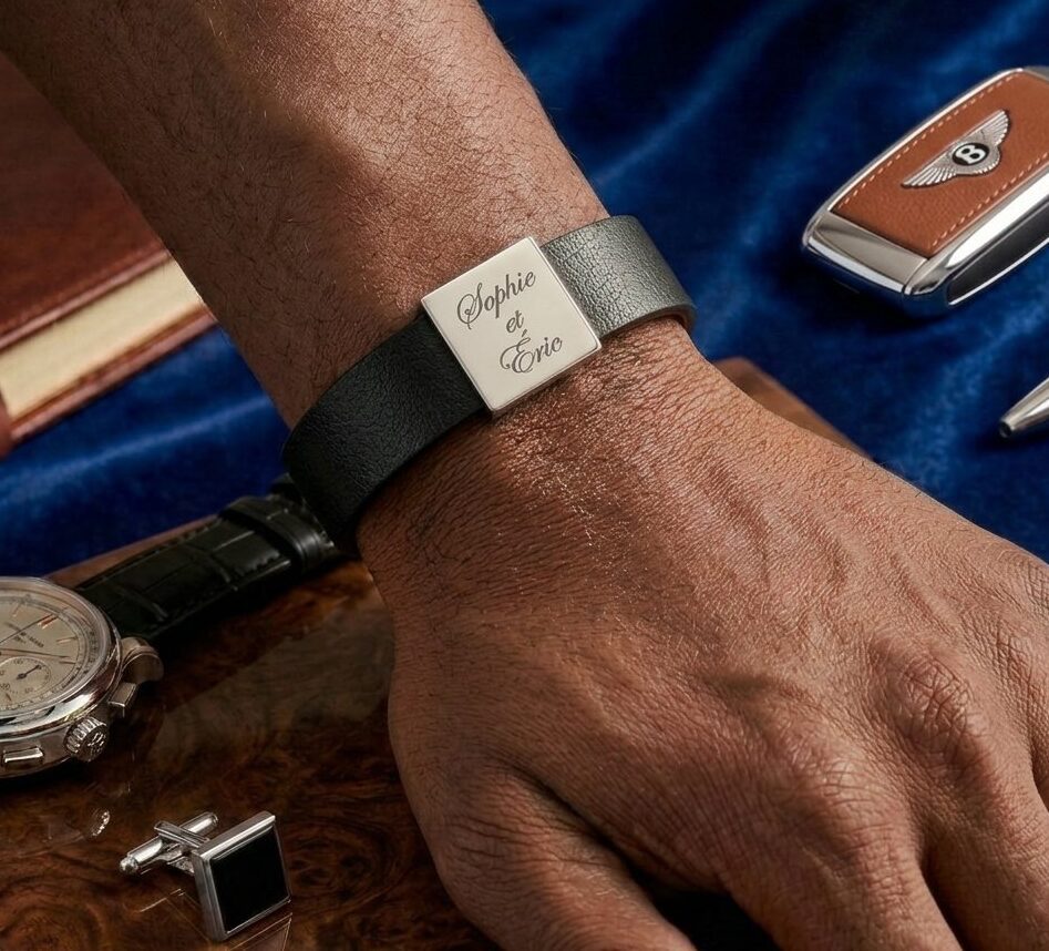 bracelet-homme-personnalise-duo-5 Bracelet homme personnalisé duo cuir — Oréa Joaillerie