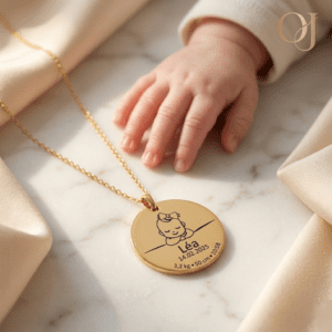 collier-naissance-or-18k Collier naissance détails gravés or 18k prénom date poids — Oréa Joaillerie