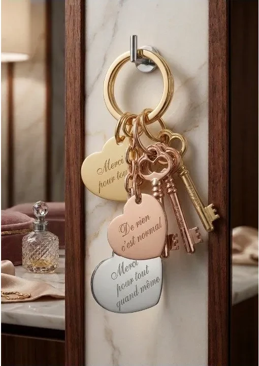 porte-cles-coeur-grave-3-finitions Porte-clés cœur gravé 3 finitions or argent — Oréa Joaillerie