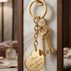 porte-cles-coeur-grave-or-18k Porte-clés cœur gravé personnalisé plaqué or 18k — Oréa Joaillerie